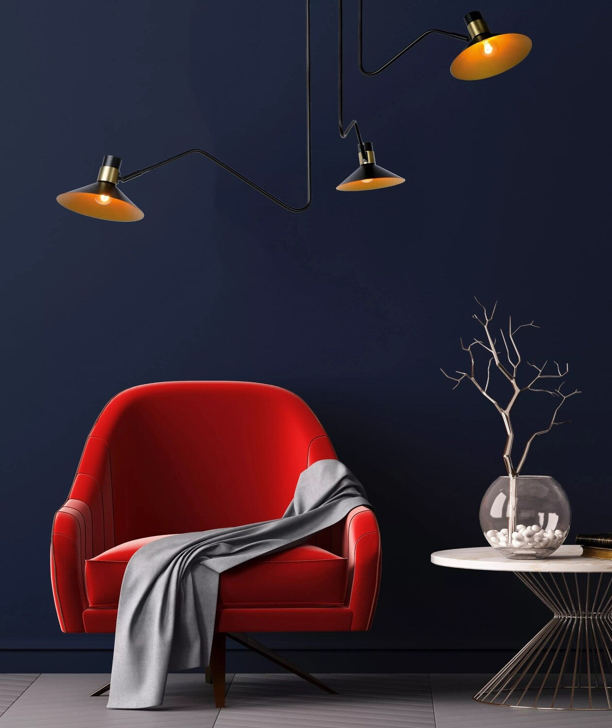 High-Quality Metal Ceiling Light 3xE14 Black/Brass - COOLBABY