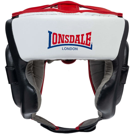 COOLBABY Lonsdale Padbury Leather Head Guard - Ultimate Boxing Protection in Black/White/Red - COOLBABY