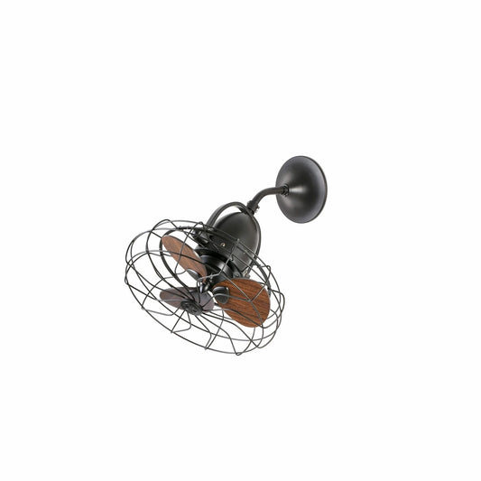 Ø43cm Wall, Ceiling Fan Dark Brown / Dark Walnut, Wall Control Included - COOLBABY