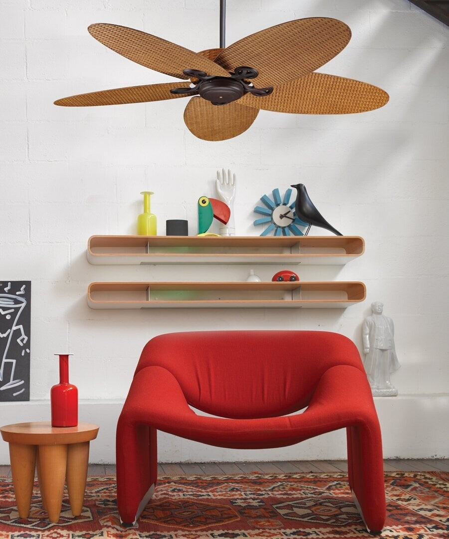 Coolbaby FIJIAN II 132cm Coffee Ceiling Fan with 4 Latte Blades, Wall Control Included – AC Motor - COOLBABY