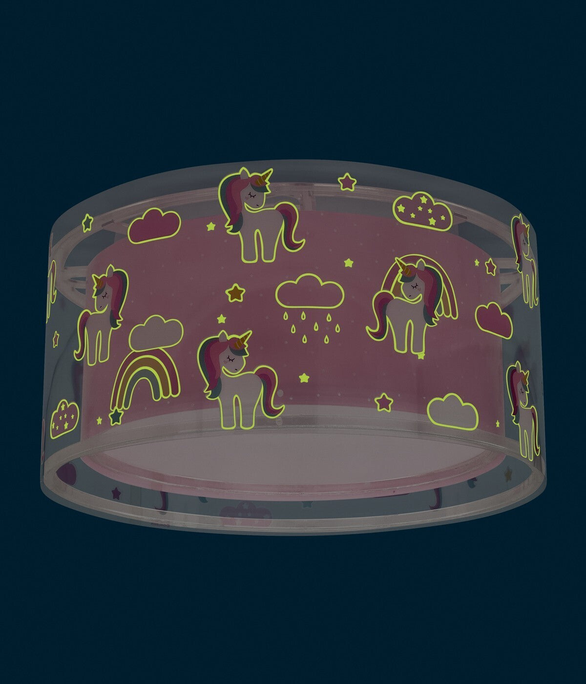 Children's Ceiling Lamp, Pink Unicorn Print That Glows In The Dark - COOLBABY