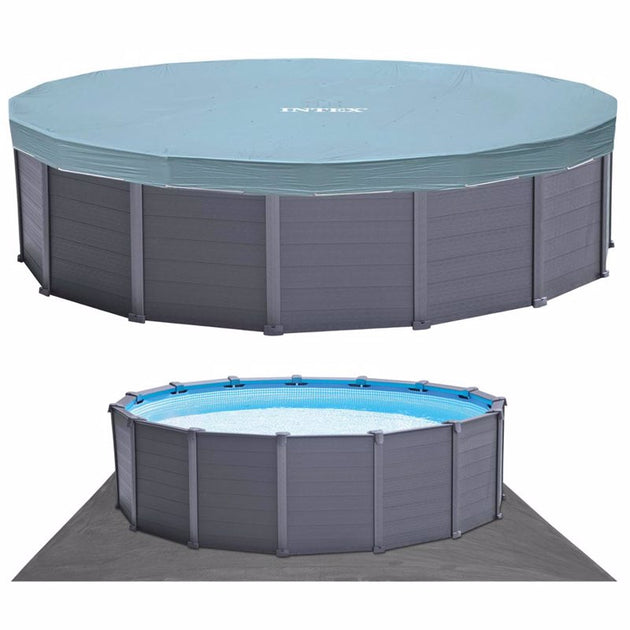 Round Premium Graphite Gray Panel Pool Complete with Pump/Filter - 478 x 124CM - COOLBABY