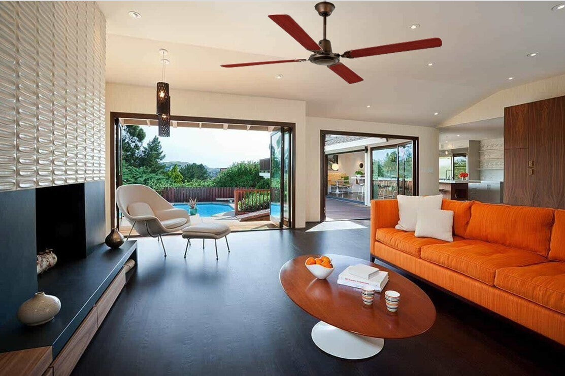 Brown/Mahogany Ceiling Fan With Wall Control Included - COOLBABY