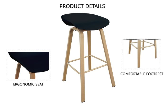 Ultimate Eames Style Seat Height Bar Stool - Black - COOLBABY
