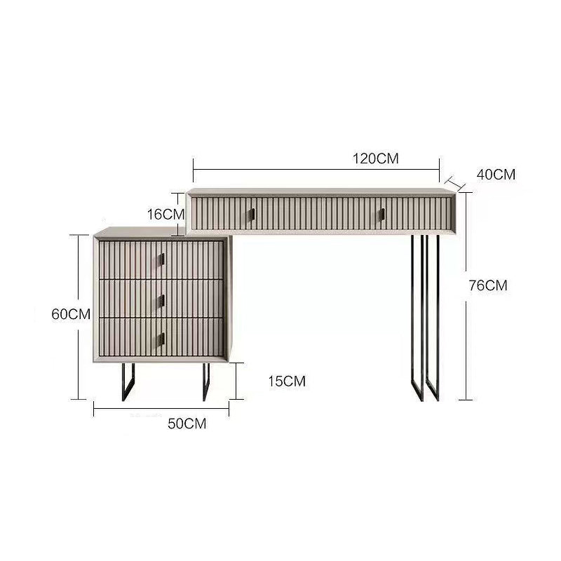 Modern White Vanity Desk with Wavy LED Mirror,Drawers, and Storage - Perfect for Makeup, Study, andConsoles - COOLBABY
