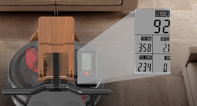 Solid Oak Water Rowing Machine for Home Use | Foldable Wooden Rower with Bluetooth Monitor