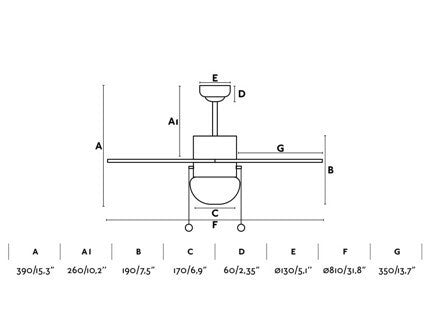 Grey Ceiling Fan Ø81cm Light Integrated With Pull Chain - COOLBABY