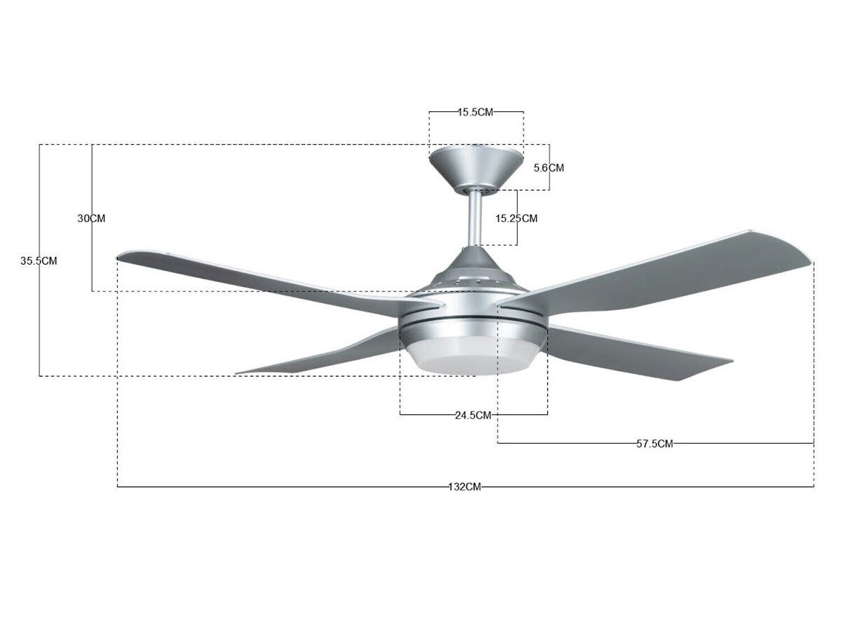 Silver Ceiling Fan Ø132 cm Light Integrated And Remote Control Included - COOLBABY