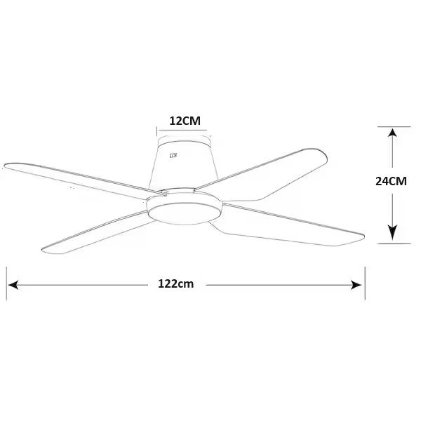 Ceiling Fan Ø122, 4 Blades With Remote Control Included - COOLBABY