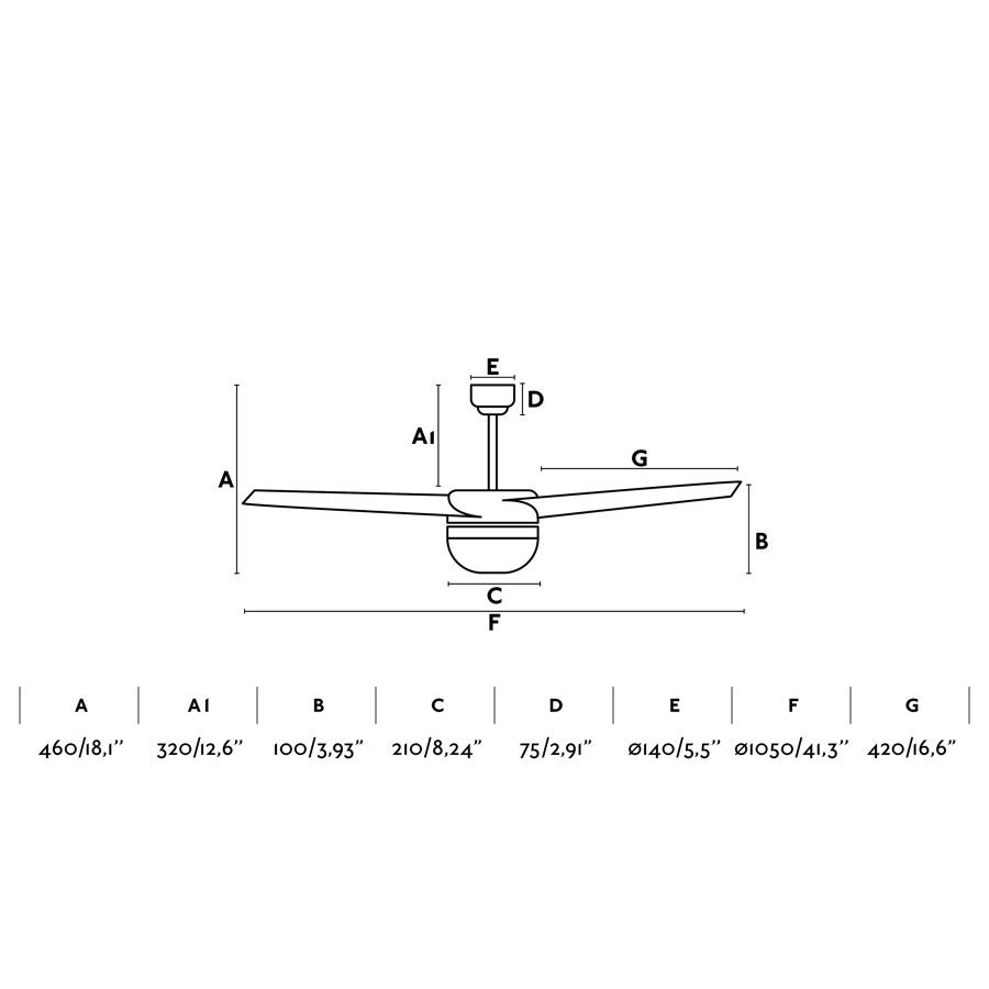 Grey Ceiling Fan Ø105cm Light Integrated Remote Control Included - COOLBABY
