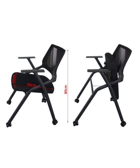 Folding Heavy Duty Chair with Wheels & Foldable Arm Tablet for Home | School | Study Chair - COOLBABY