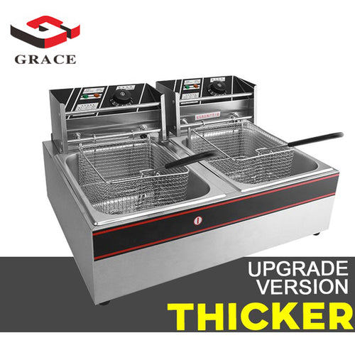 Electric Countertop Restaurant Fryer with double tanks - Capacity 5.5L+5.5L - COOLBABY