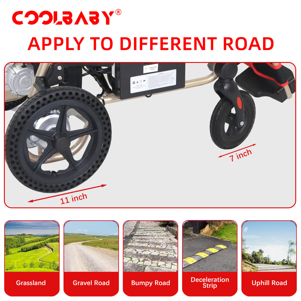 Pink electric chair for the elderly long endurance folding portable electric four-wheel scooter - COOLBABY