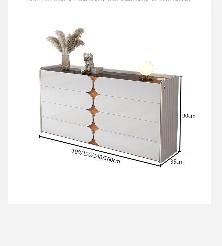 Sideboard Chest Drawers in Transparent Glass Top with LED Interior Lighting. - COOLBABY