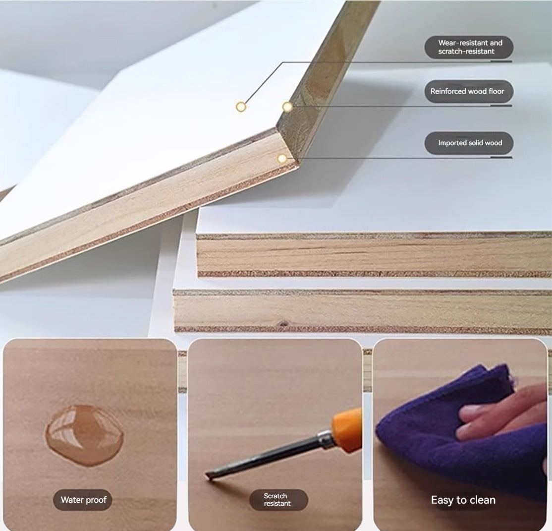 COOLBAY Lacquered solid wood dressing table bedroom modern simple makeup table bucket cabinet one light luxury senior sense makeup table - COOLBABY