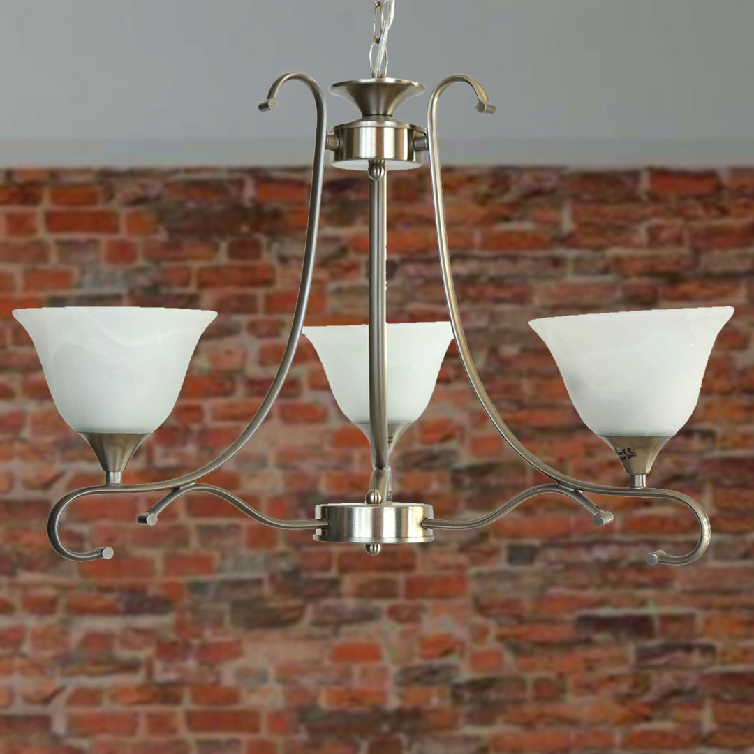 Up light Chandelier 3 Arms - Satin Nickel - COOLBABY