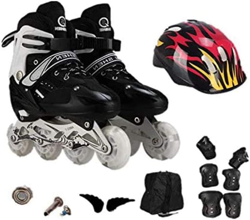 COOLBABY LBX04-2 Full Flashing Roller Skate Shoes Ajustable Roller Skate with Protective Suit For Kids Girls & Boys Size 32-37 Pink - COOL BABY