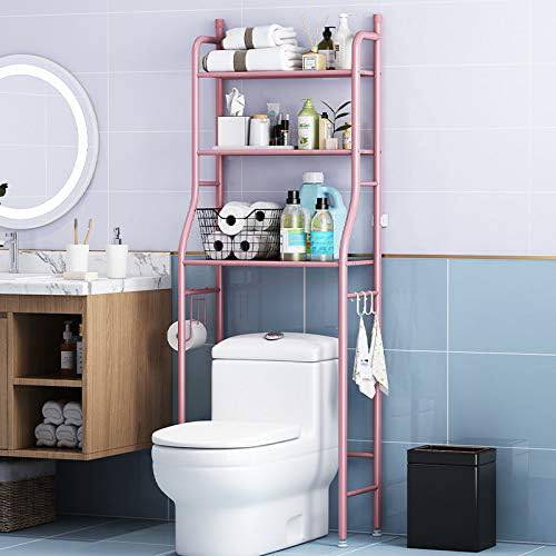 COOLBABY MTJ-PK 3 Shelf Bathroom Space Saver,Over The Toilet Rack,Bathroom Corner Stand Storage Organizer Accessories,The Washing Machine,Bathroom Tower Shelf,Pink), 152 X 47 X 25cm, pink three layers - COOL BABY