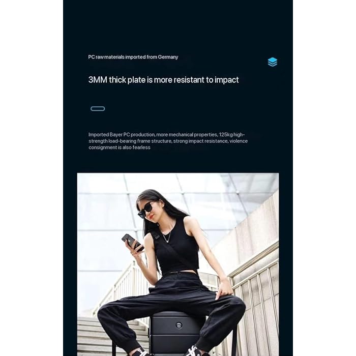 20 Inch Electric Luggage Multi-Functional Trolley Suitcase - Black, Smart Riding Boarding Box - COOLBABY