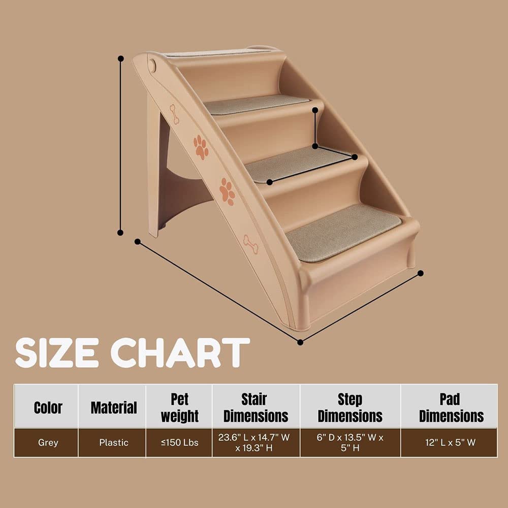 COOLBABY LZM-CWZDPT Pet Stairs,Folding Plastic Ladders Step Ramp for Dog Cat Animal,include Siderails, Non-Slip Pads, Durable, Lightweight,Pet Safe Dog Steps for High Beds - COOL BABY