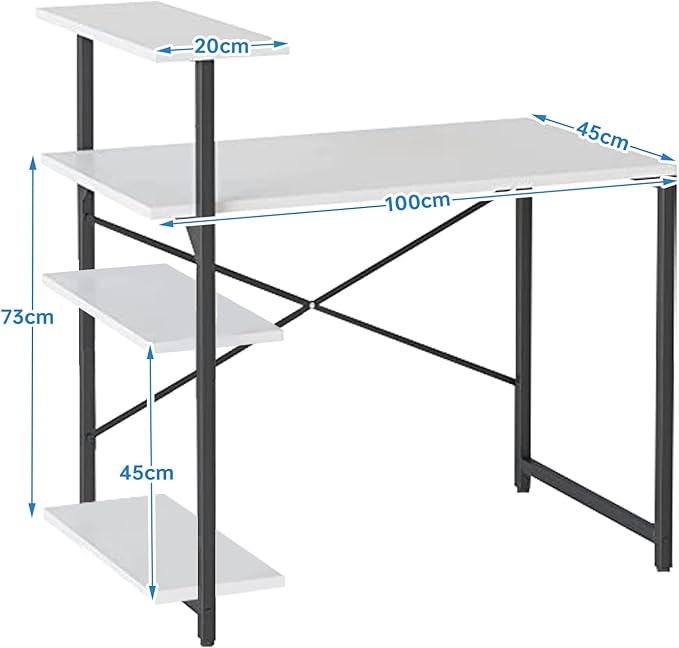 Computer Table Desk with Storage Shelves Home Office Desk Study - COOLBABY
