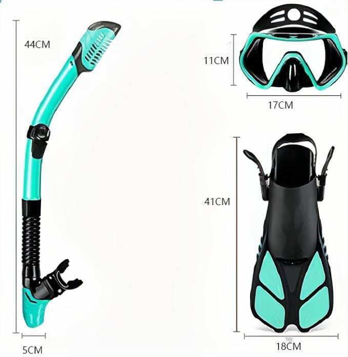 COOLBABY Mask Fin Snorkel Set with Adult Snorkelling Gear, Panoramic View Diving Mask - COOL BABY