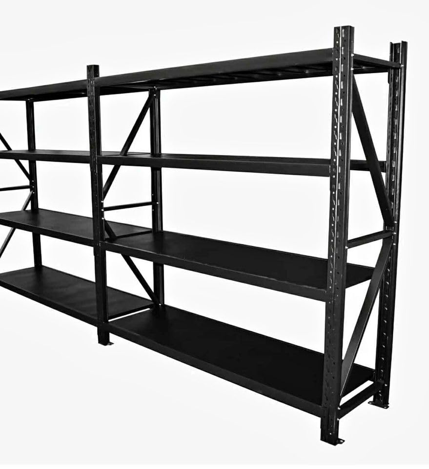 4-Tier Storage Shelf, Heavy Duty Shelf Storage, Warehouse & Garage Shelving Unit, Shelfs Storage With 200KG/Shelf Rack Weight Capacity, Storage Shelves Size 200 x 60 x 200CM (Blue & Orange) - COOLBABY