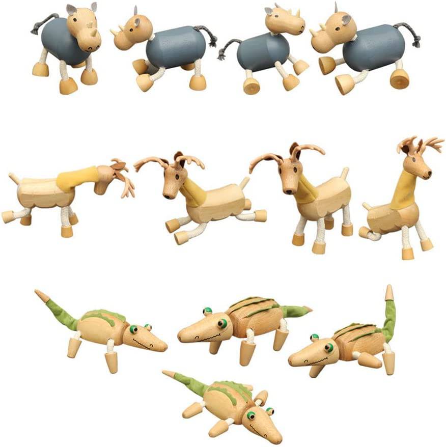 COOLBABY Bendable Wooden Animal Toys - Set of 8 for Preschool Learning and Montessori Play - COOL BABY