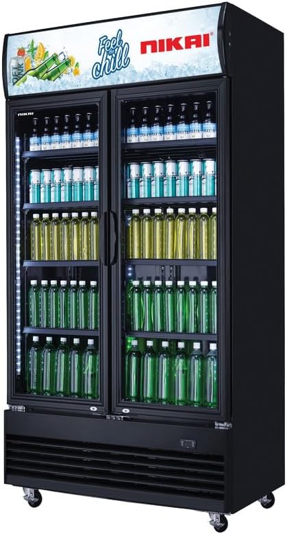 Double Door Chiller Fridge Commercial | Tropical Compressor | Digital Display | Auto Defrost | LED Light | Adjustable Shelves | Castor Wheels | Tempered Glass - COOLBABY