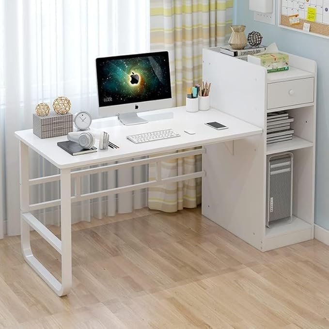 Study Table With Storage Bookshelf Computer Desk White 110 x 60x 70cm - COOLBABY