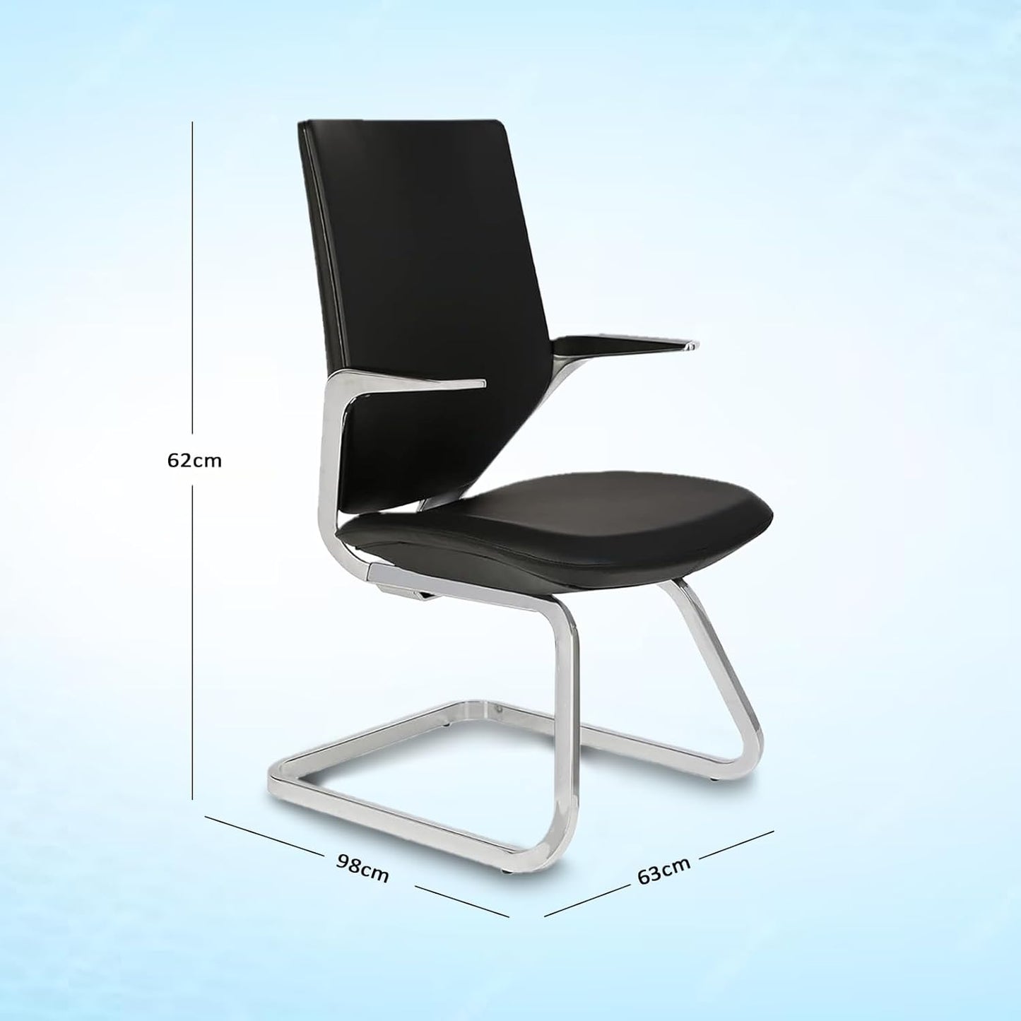 Executive Office Chair | Vinyl Back Rest | Metal/Chrome Wheel Base, Black - COOLBABY