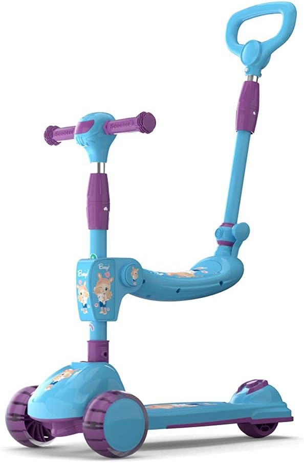 COOLBABY Children's three-in-one scooter, with flashing light-emitting diode wheel, children's scooter, children's toys - COOLBABY