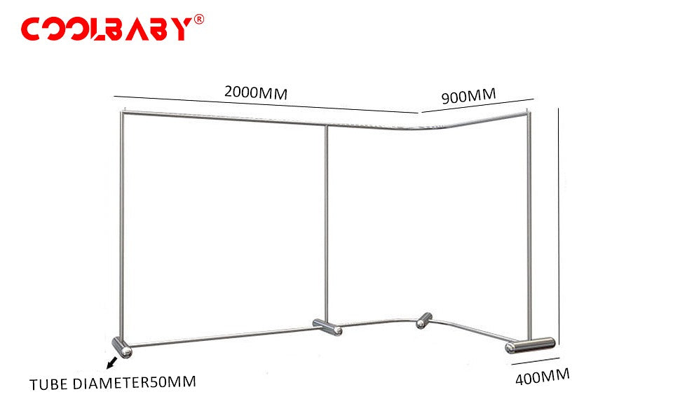 Clothing Store Display Stand, Stainless Steel Corner Middle Island Rack - Clothes Hanger - COOLBABY