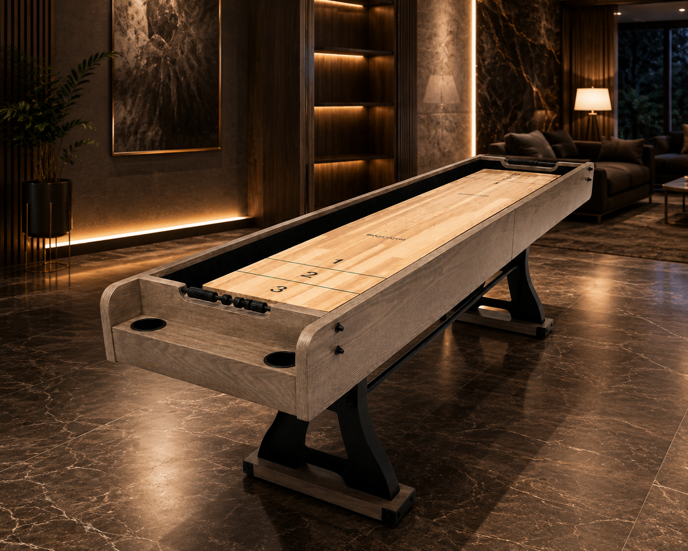 RAIS 9ft Shuffleboard Table | Premium Indoor Game Table with Solid Wood Playing Surface