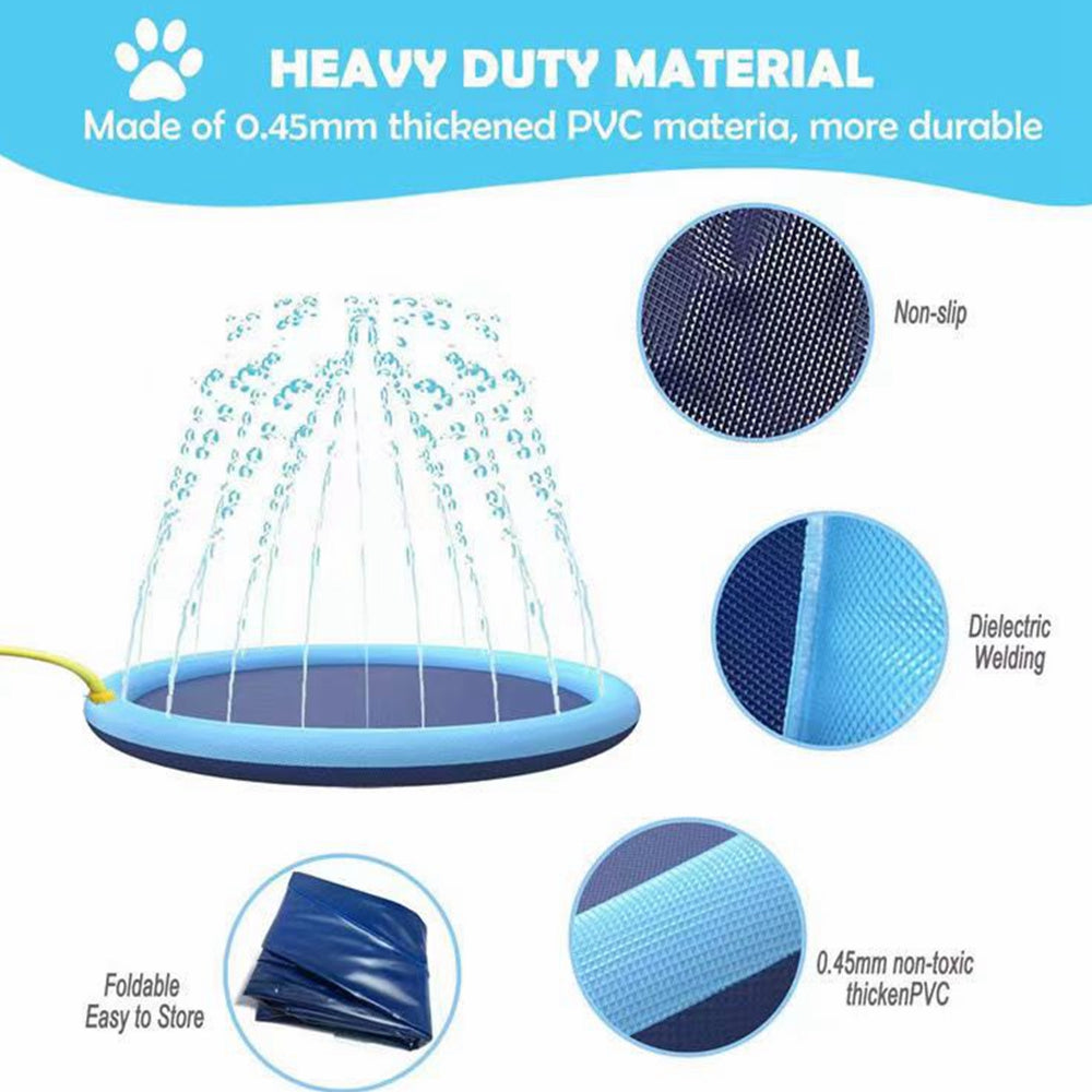 COOLBABY Kids Non-Slip Sprinkler Non-Slip Splash Mat 97 In For Kids And Dogs Thickened Sprinkler Pool Summer Outdoor Water Toys - COOL BABY