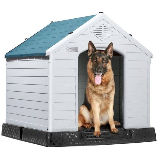 COOLBABY Dog Kennel, Large Medium Dog, Waterproof Plastic Dog Kennel with Vent, Raised Floors and Doors for Easy Assembly, Outdoor - COOL BABY