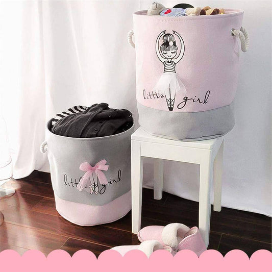 COOLBABY Pink Cotton Collapsible Storage Bin - Stylish and Practical Organizer for Girls' Essentials - COOL BABY