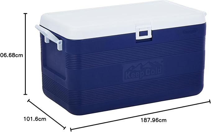 70L Plastic Cooler Icebox Deluxe with Wheels Blue – Heavy Duty Insulated Cooler with 6-Day Ice Retention