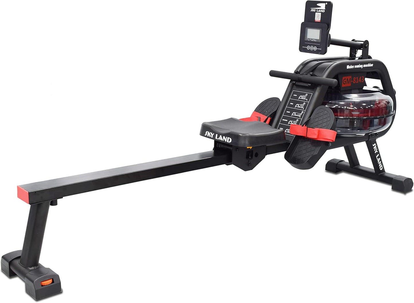 Water Rowing Machine for Home Use GM-8143 | 6-Level Water Resistance Rower with Bluetooth & LCD Monitor