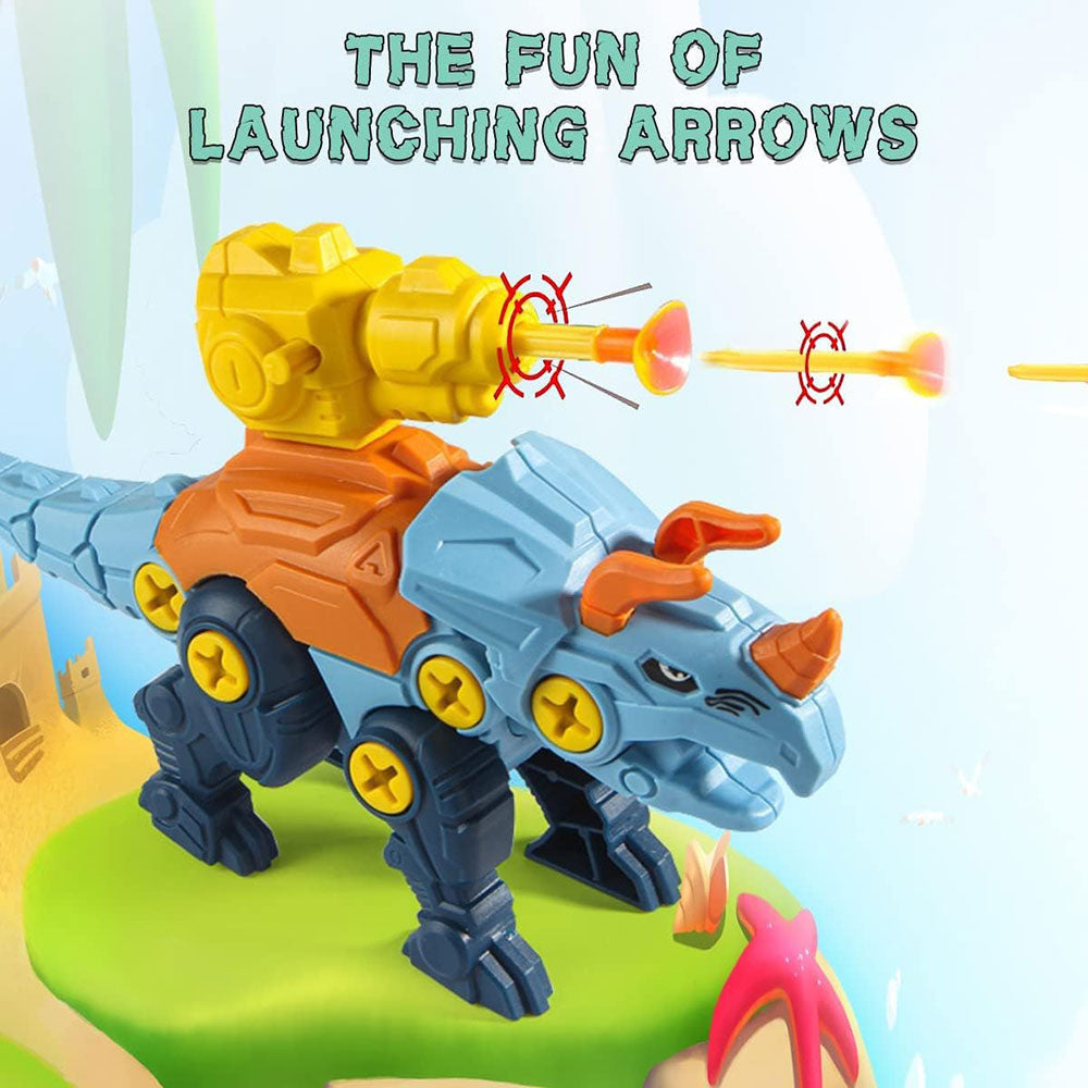 COOLBABY Dinosaur Toys for Kids 3-8 STEM Educational Take Apart Dinosaur Toys Building Construction with Electric Drill, Launching Missile - COOL BABY