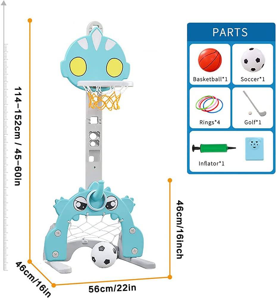 COOLBABY Toddler Basketball Hoop with Multi-Sport Play Set - Adjustable Height for Indoor and Outdoor Fun - COOL BABY