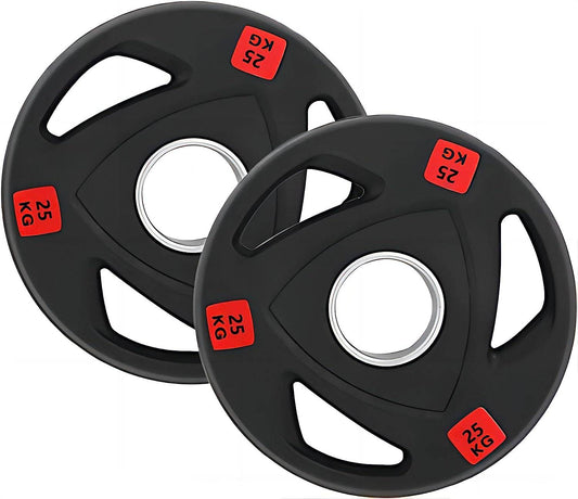 COOLBABY ZJJ0101 25 KG Weight plates For Barbell Or Dumbbell Weightlifting Barbell Slice Disk Three Holes Hand Barbell Piece Weight Slice Disk Sold as Pair - 2 Pieces - COOL BABY