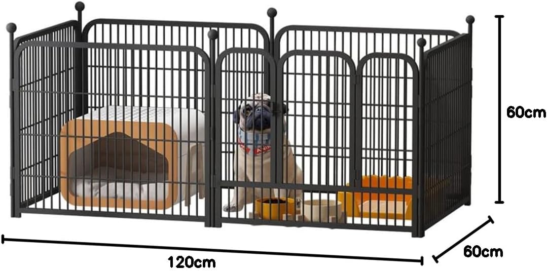 Dog Playpen Foldable 6 Panels Dog Pen 24" Height Pet Enclosure Dog Fence Outdoor with Lockable Door for Medium/Small Dogs,Puppy Playpen,RV,Camping Pet Fence,Black