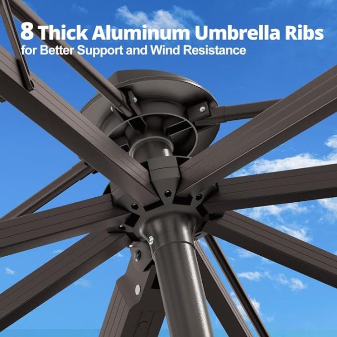 Aluminum Garden Umbrella With Rotating Handle - COOLBABY