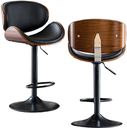 COOLBABY Bar chairs Lift leather bar chairs Light luxury home front desk high chairs Adjustable swivel seats High stools Low back kitchen island, dining room 1PC (Black) - COOLBABY