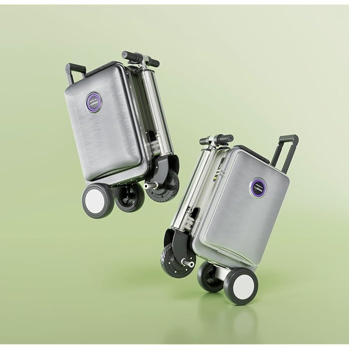 Plastic Airxpress G45 Smart Riding 3 Spinner Wheel Hard Suitcase - Boarding Allowed, Digital Silver, 55 cm - COOLBABY