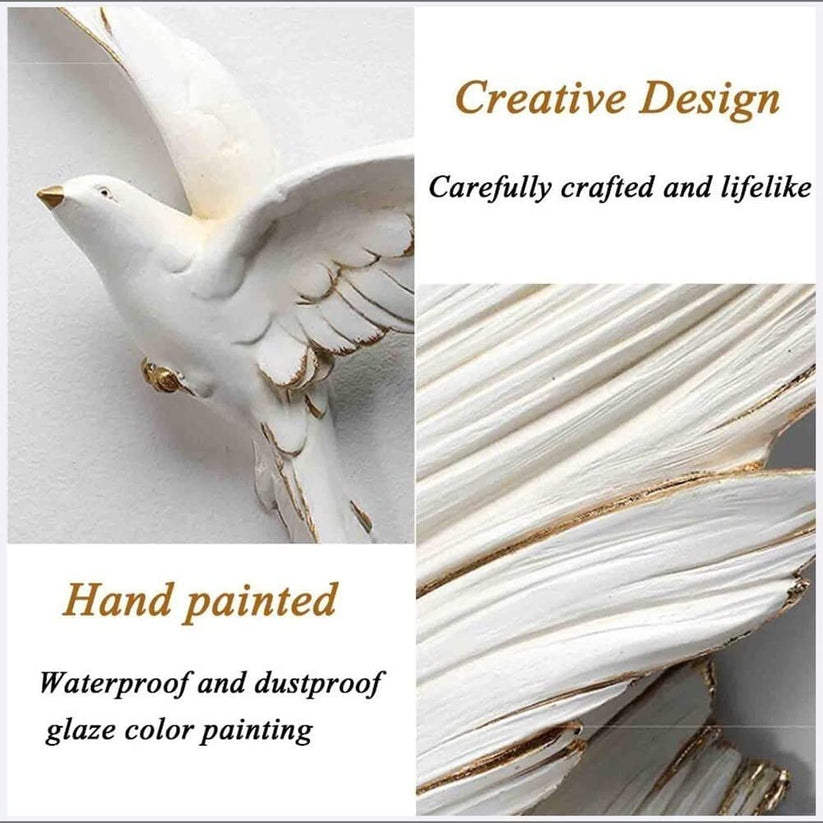 home décor Gypsum, Large 3D Wall Art Sculpture, With Light, Feather, Home Wall Decoration, for Living room, Lounge, Hallway Wall. - COOLBABY