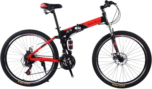 26 Inch 24 Speed Mountain Bike, Suspension Folding Bicycles - COOLBABY