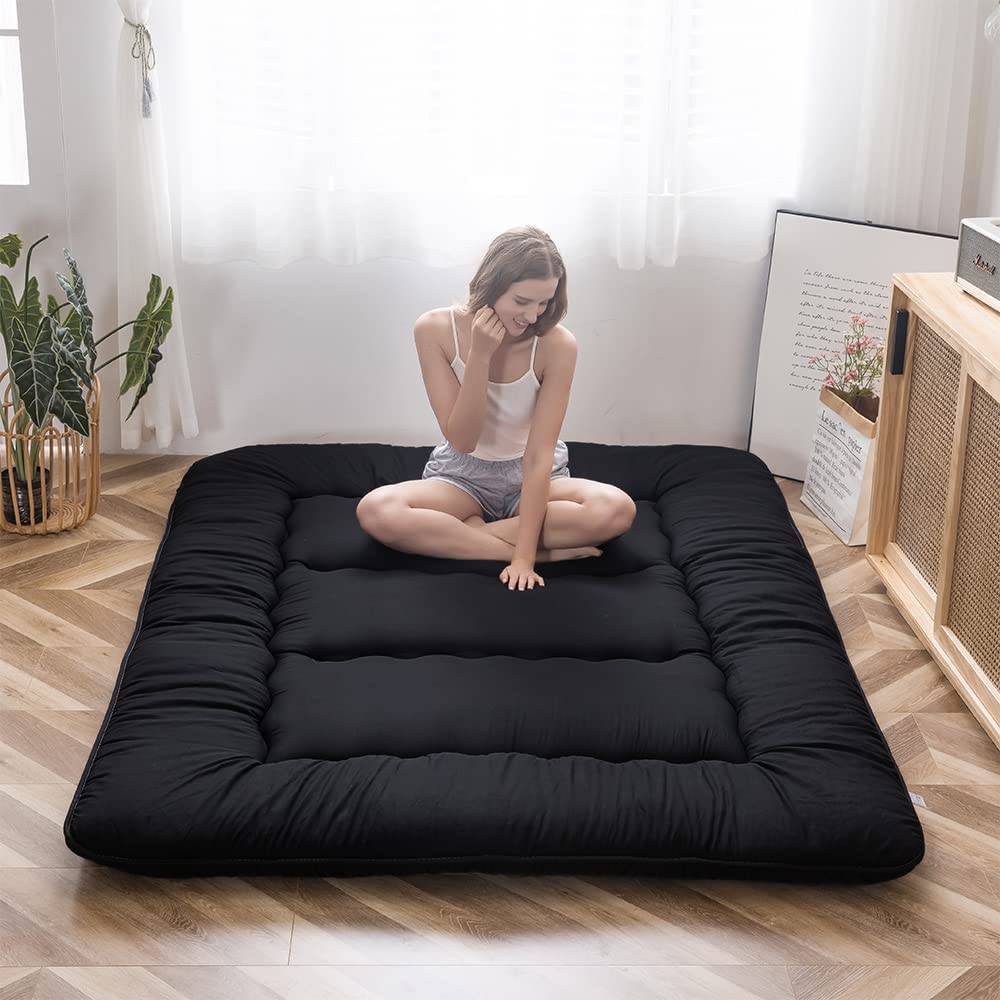 COOLBABY Japanese Floor Mattress Futon Mattress, Thicken Tatami Mat Sleeping Pad Foldable Roll Up Mattress 135 * 200CM - COOL BABY