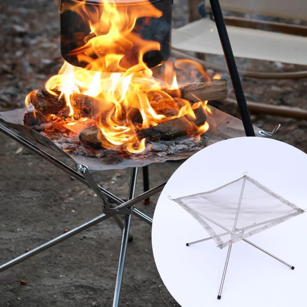 COOLBABY Outdoor Camping Fire Pit, Portable Lightweight Fire Pit Stand with Collapsible Stainless Steel Mesh for Camping X Fire Camping Fire Pit Stainless Steel Portable Fire Pit SEYYSKWJ SRK WHITE - COOLBABY